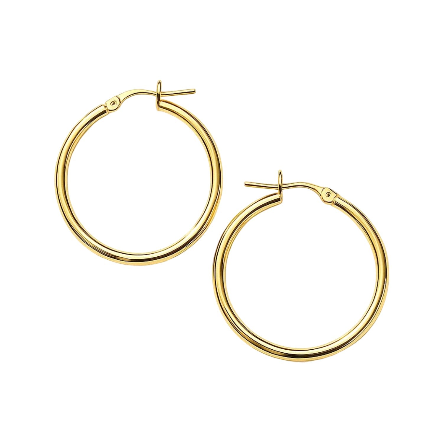 14k Yellow Gold Polished Hoop Earrings (2x25 mm)
